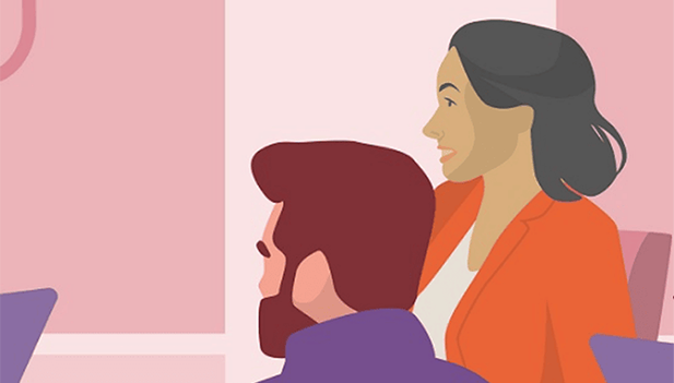closeup illustration of people in work meeting