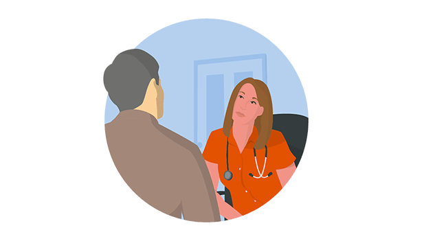 Illustration of 2 people talking