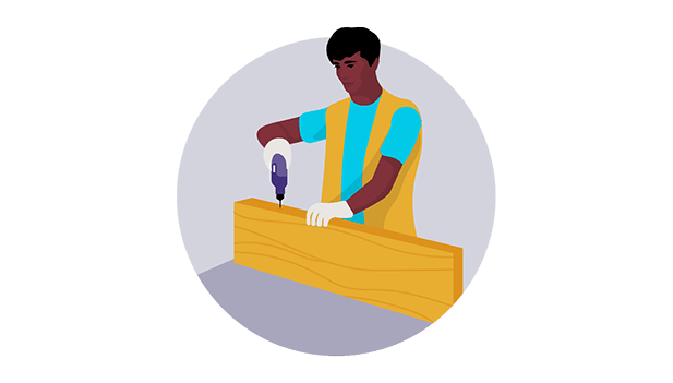 Illustration of carpenter making