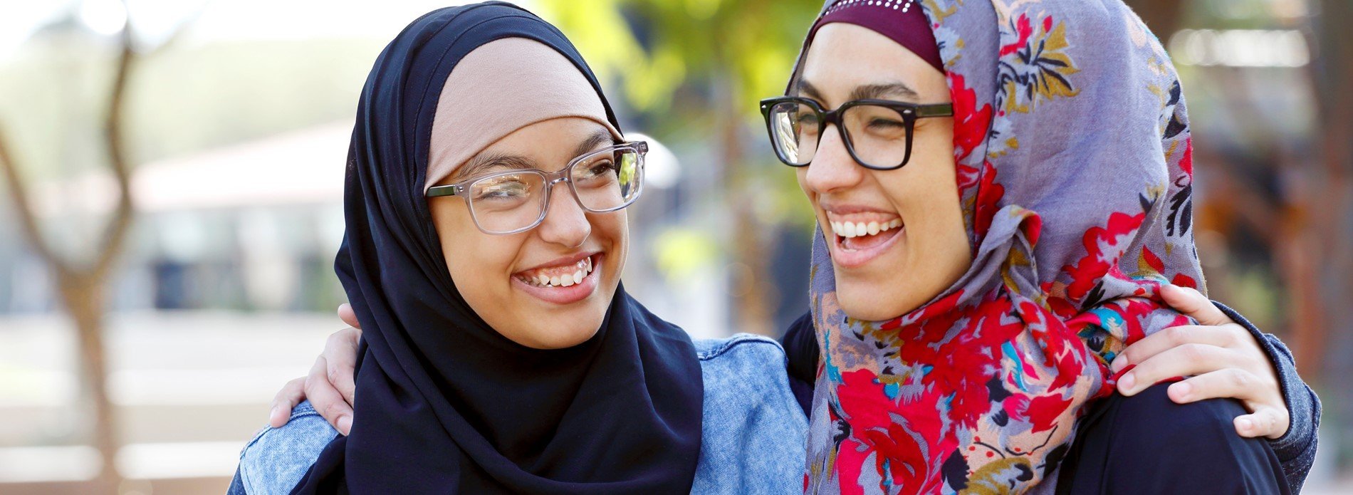 Two women laughing