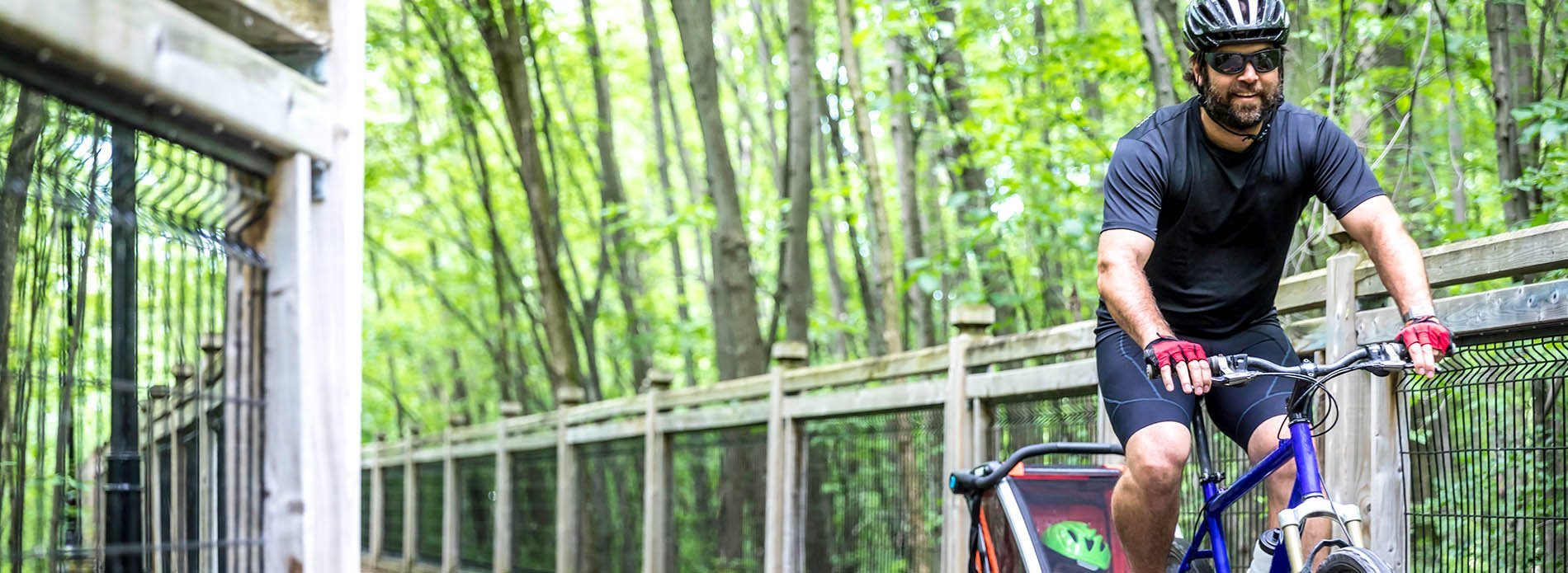 Man riding a bike in the forest