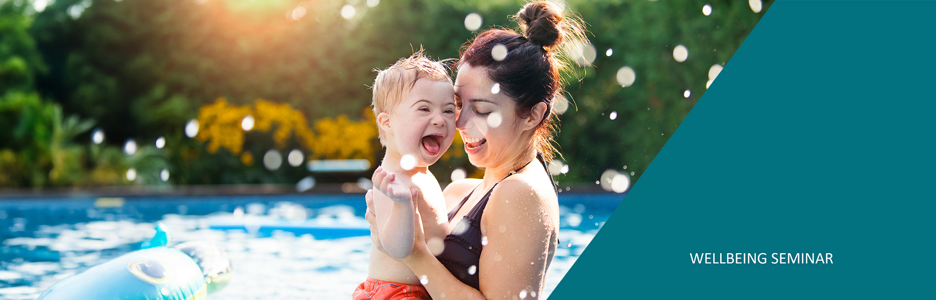 Mother and child swimming