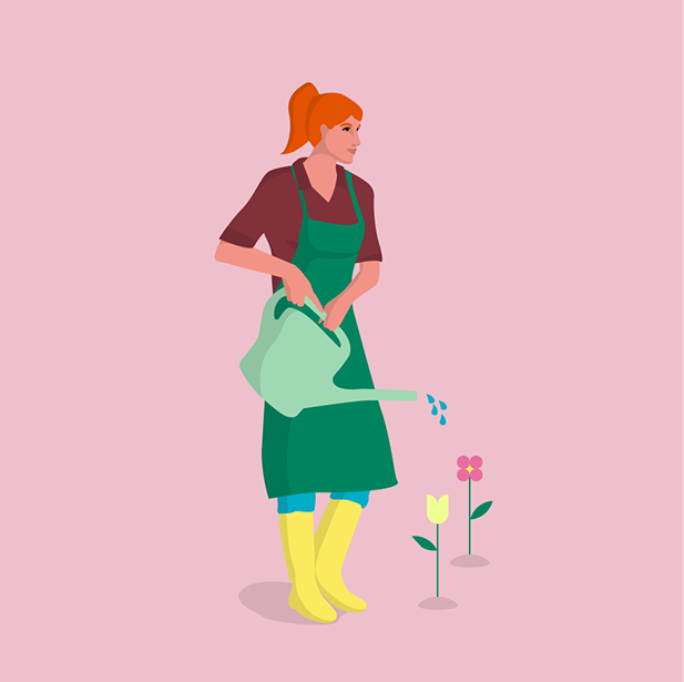 Illustration of a female Gardener