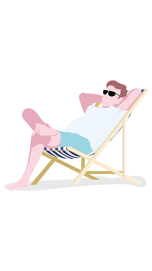 Illustration of a man sitting on a deck chair