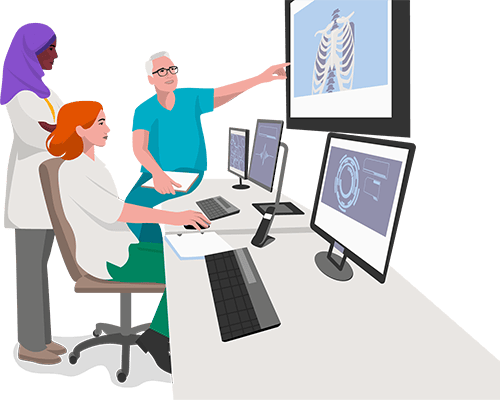 illustration of specialists looking at xrays