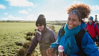 People walking in a field