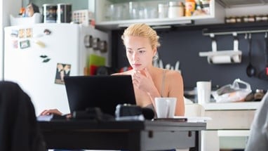A woman working from home