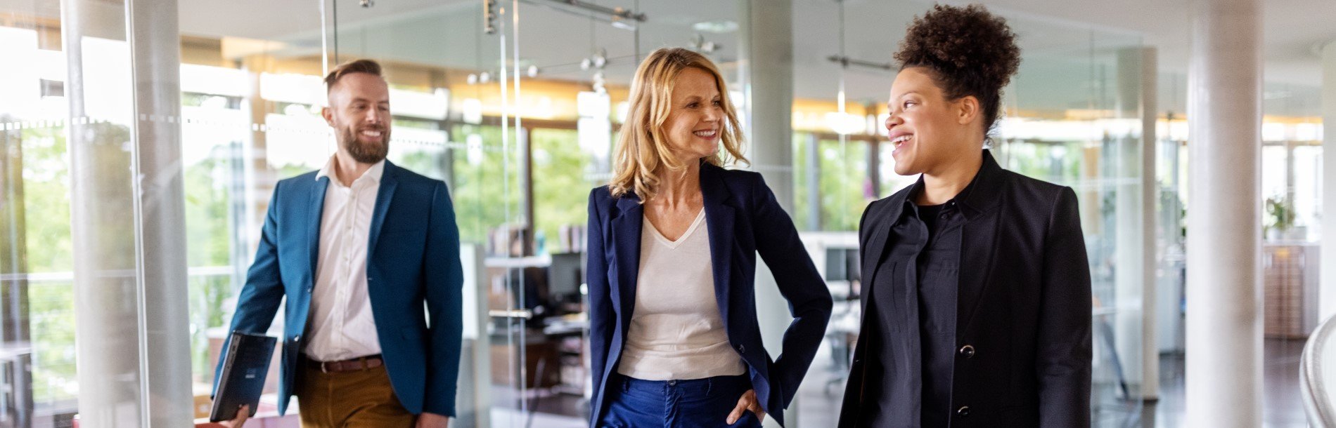 Office people walking together