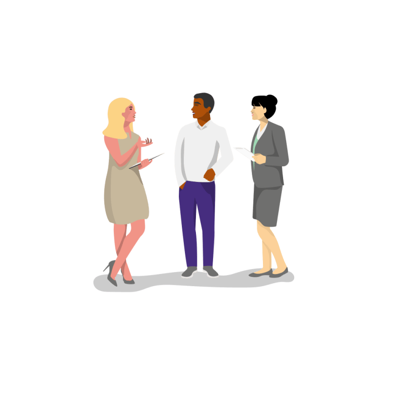 illustration of three colleagues talking
